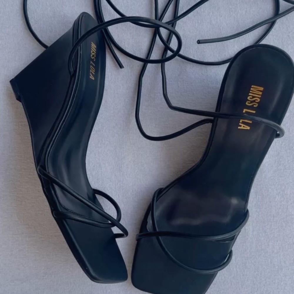Black Strappy Wedges